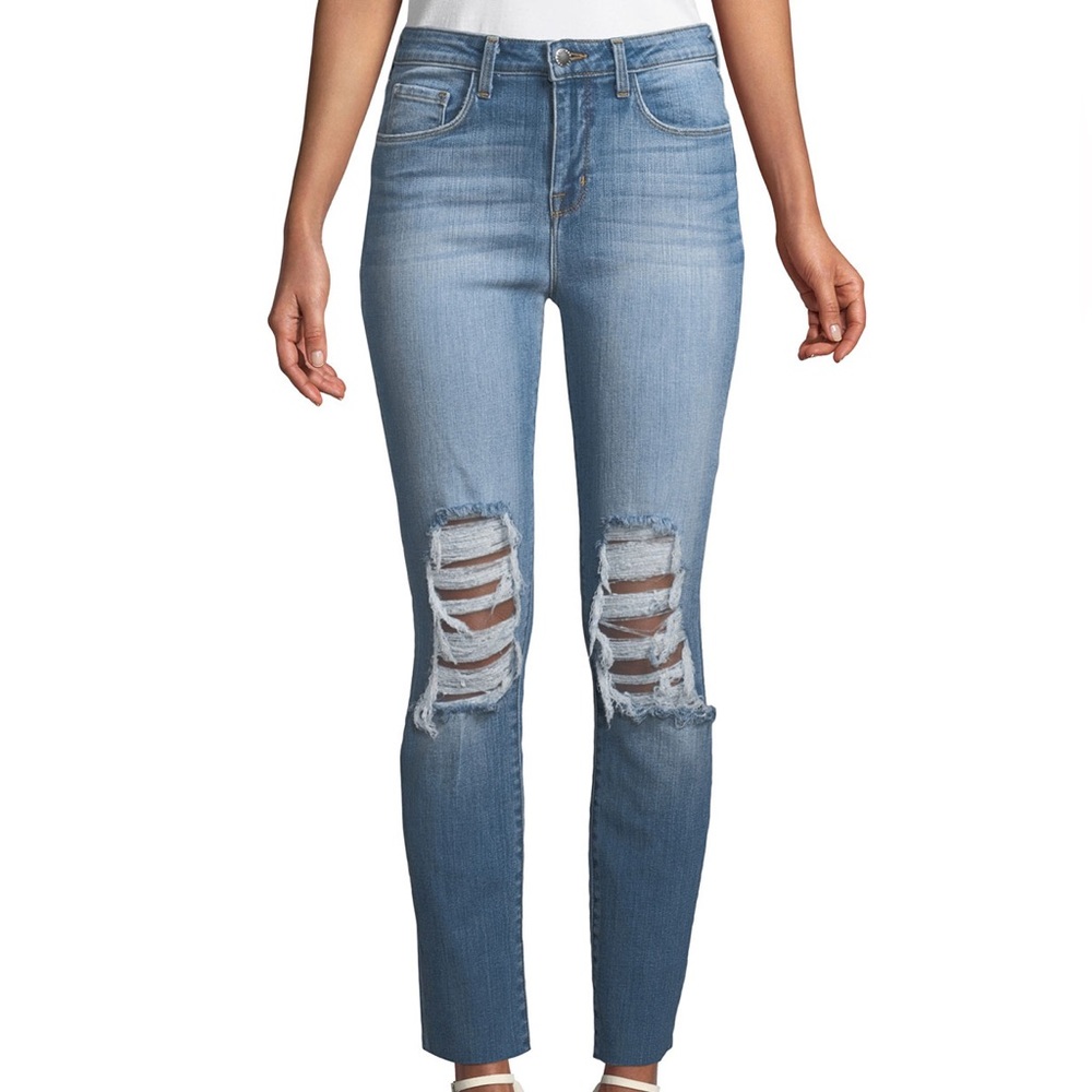 L'agence Size 25 Luna Straight Distressed Denim Pants